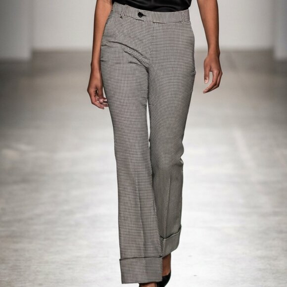 Anthropologie Pants - NEW! ANTHROPOLOGIE MAEVE flare wide cuffed herringbone trousers 0